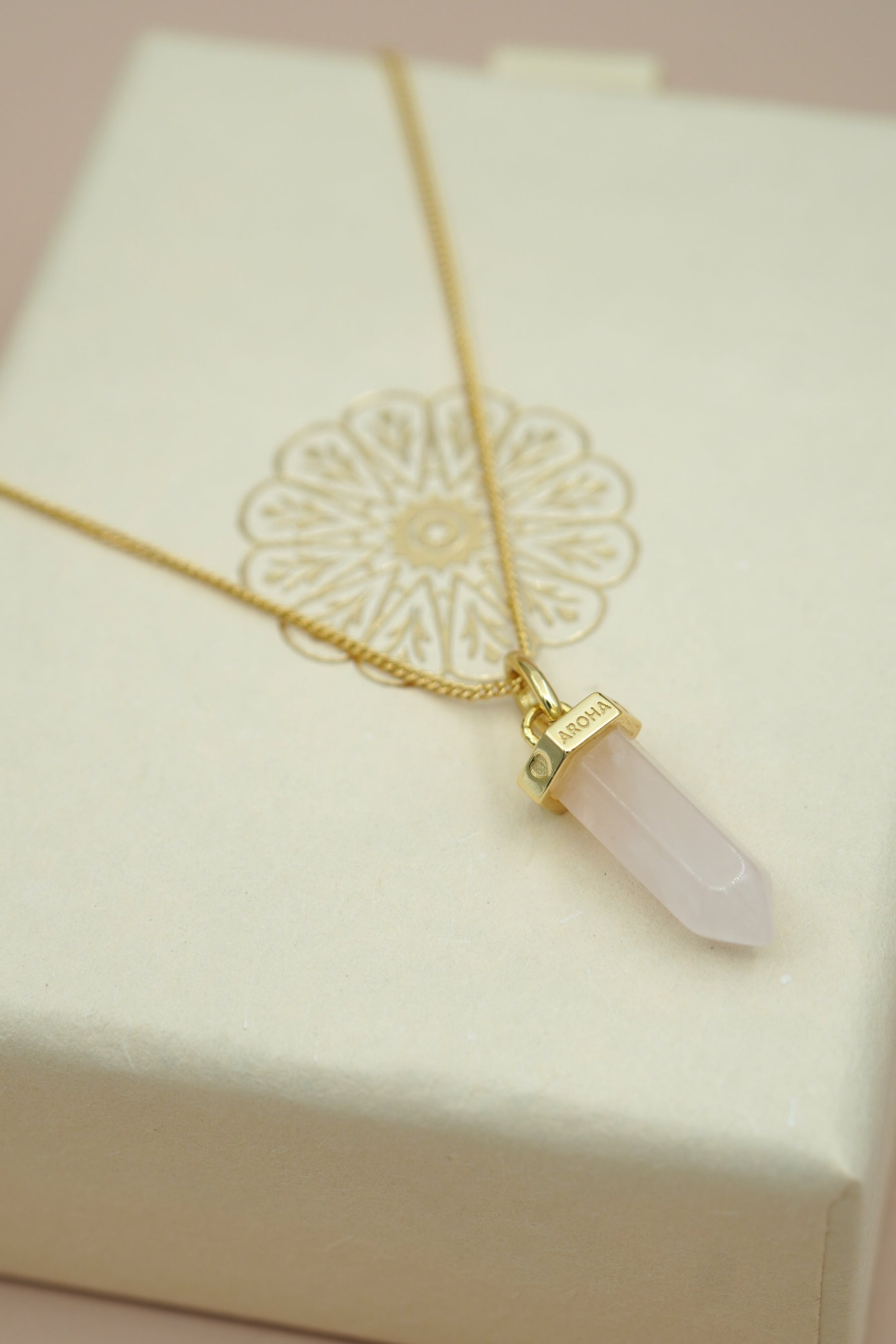 Rose Quartz Aroha Necklace - Gold