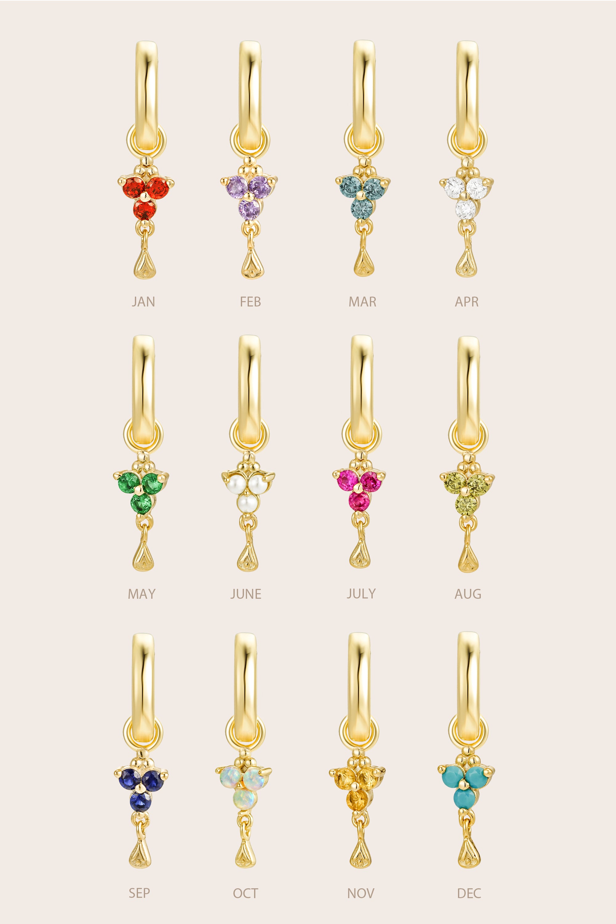 Gold Birthstone Charm - April/Crystal