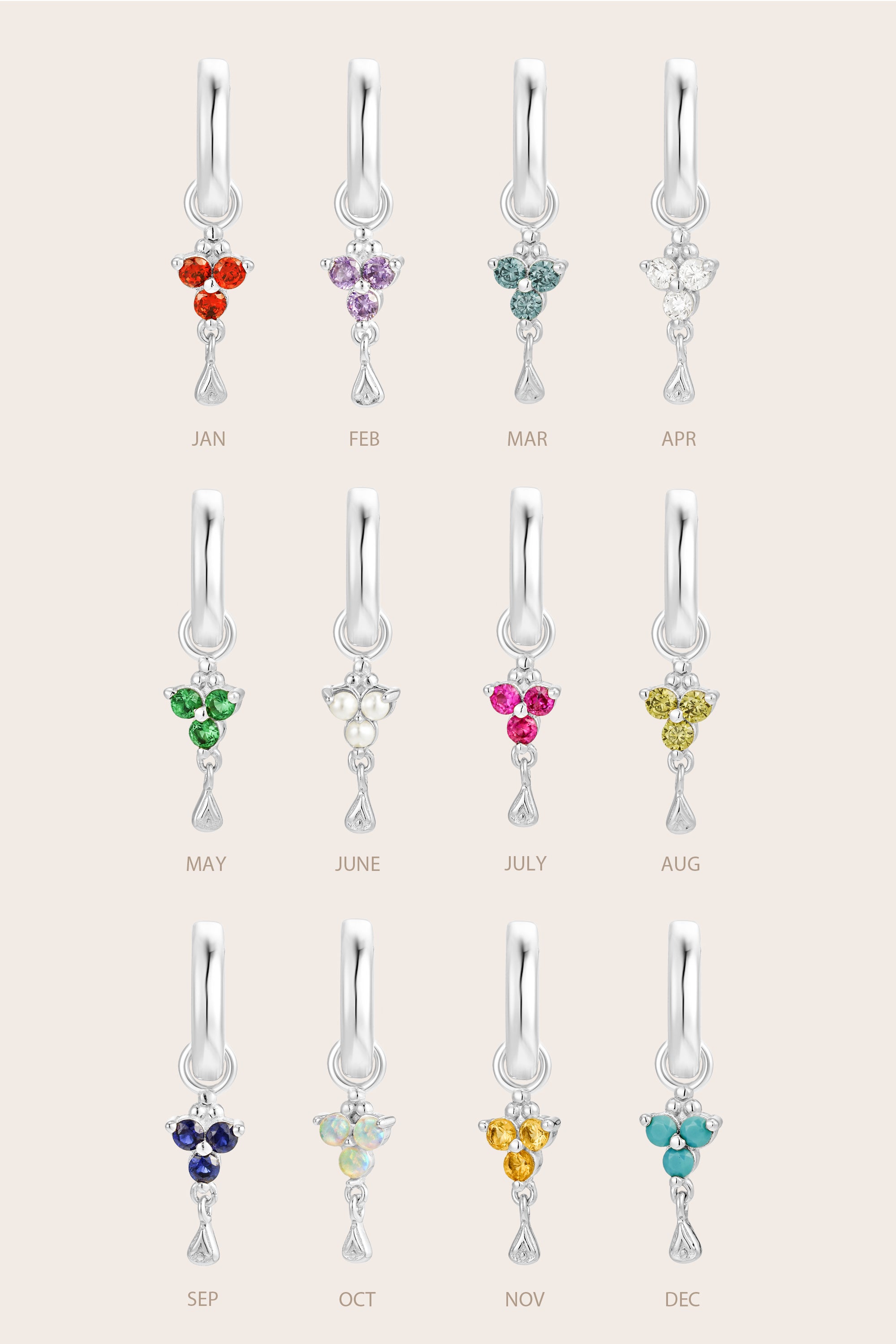 Silver Birthstone Charm - July/Ruby