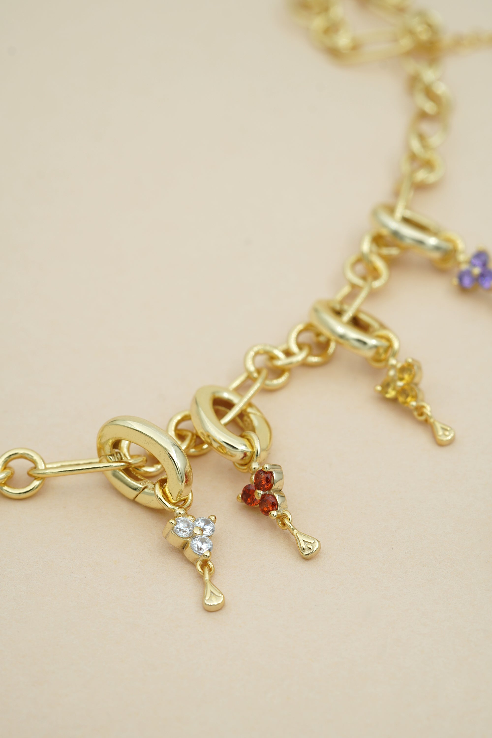 Gold Birthstone Charm - April/Crystal