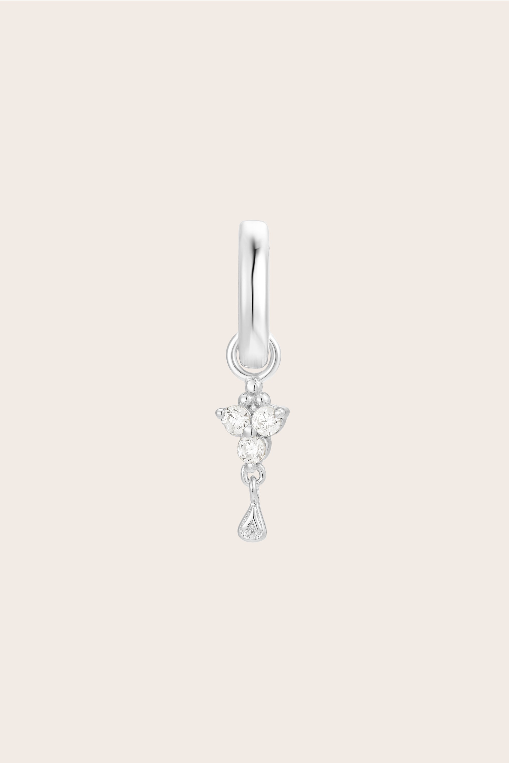 Silver Birthstone Charm - April/Crystal