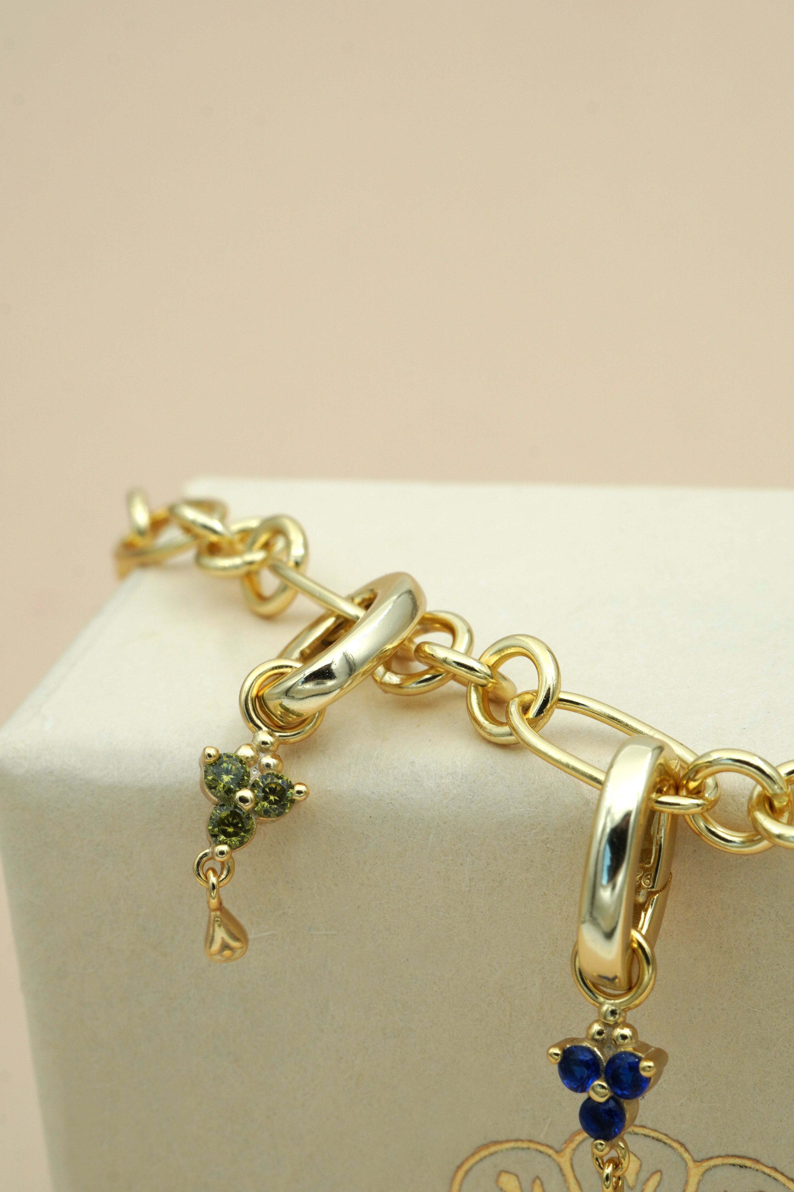 Gold Birthstone Charm - August/Peridot