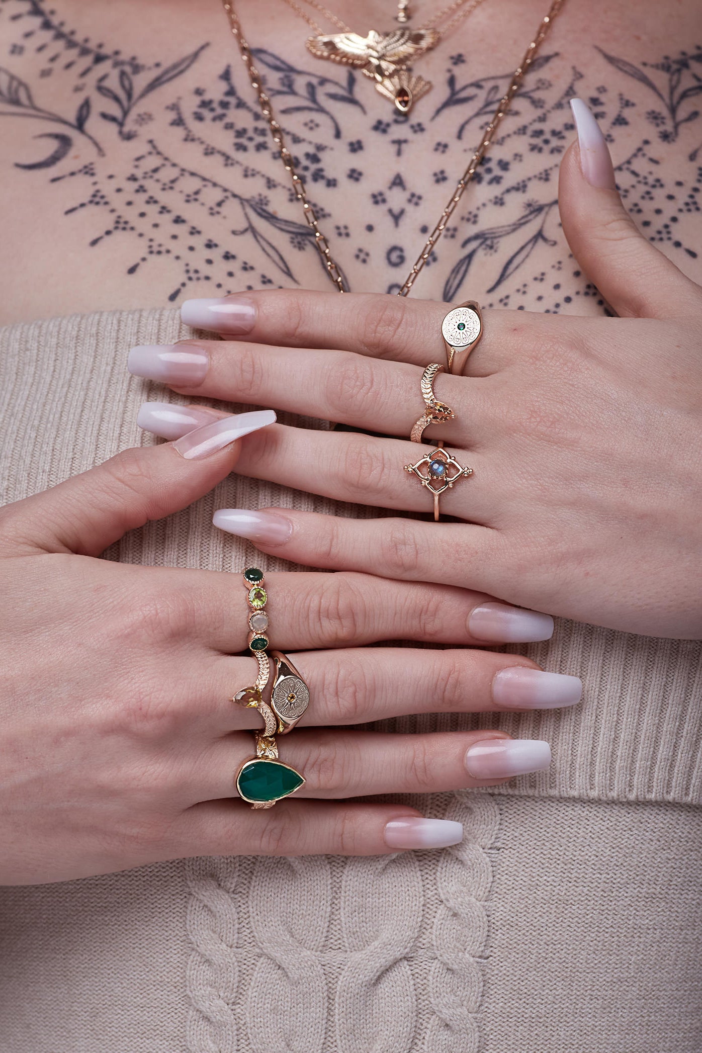 Labradorite Blossom Ring - Gold