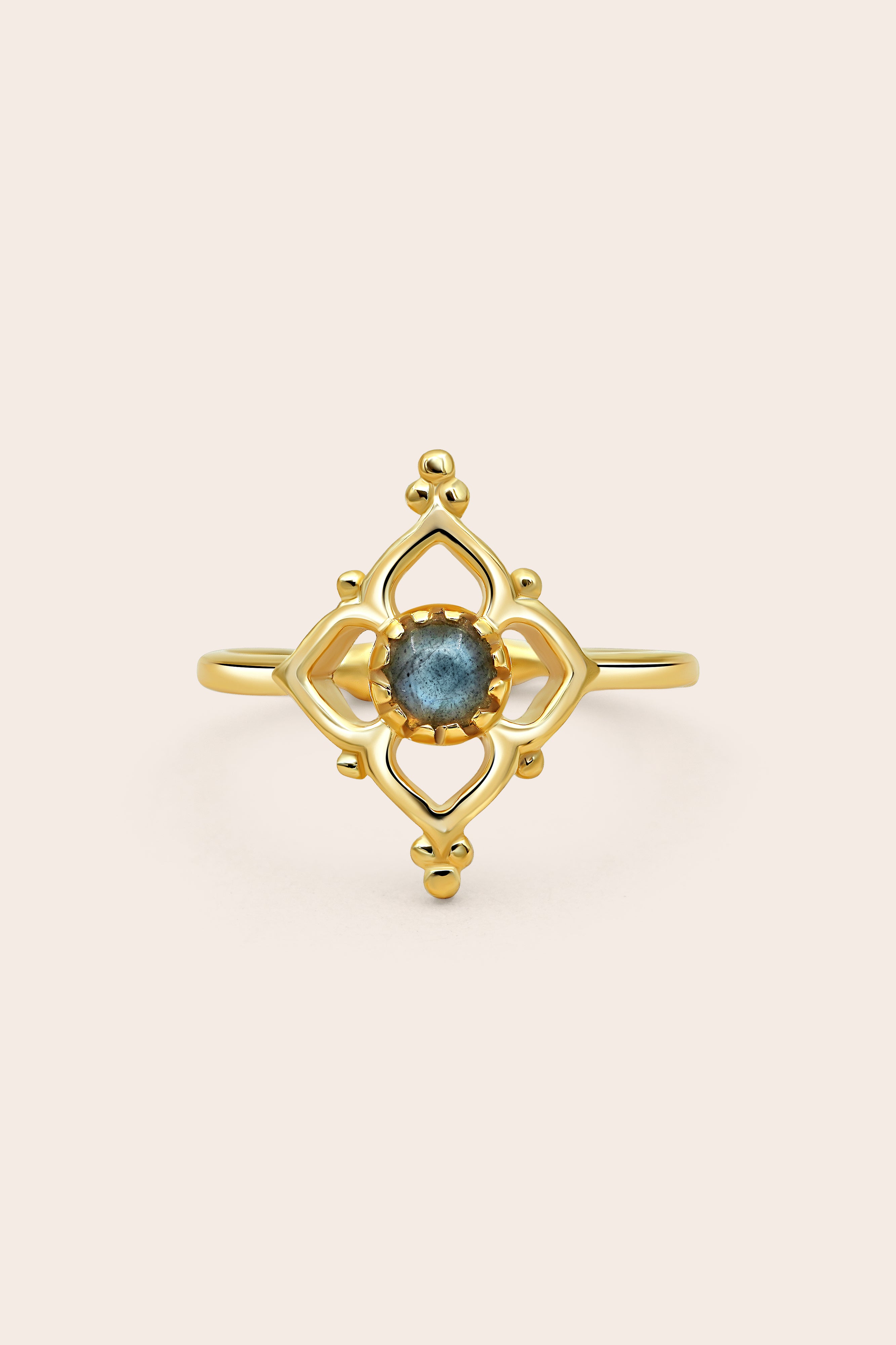 Labradorite Blossom Ring - Gold