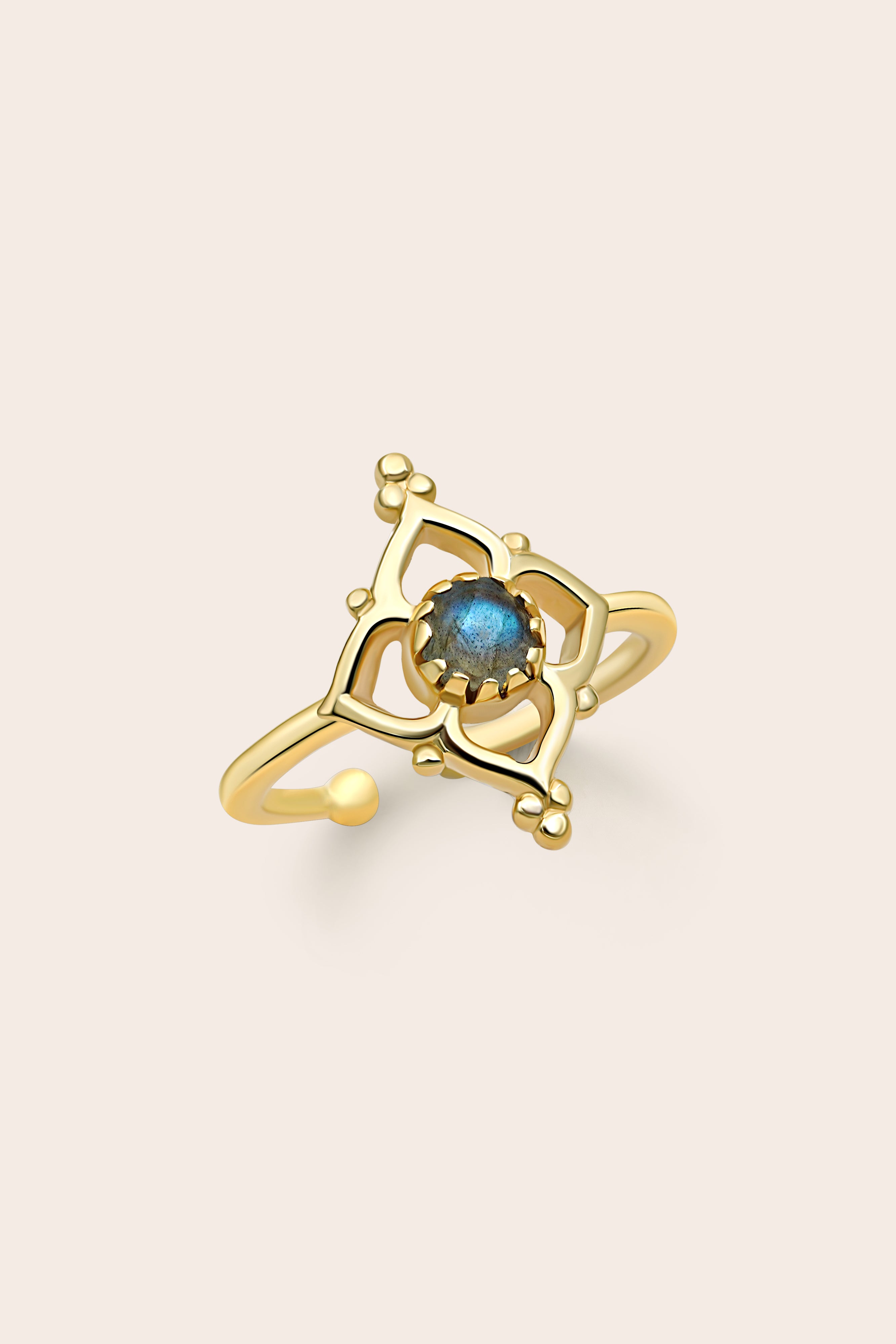 Labradorite Blossom Ring - Gold