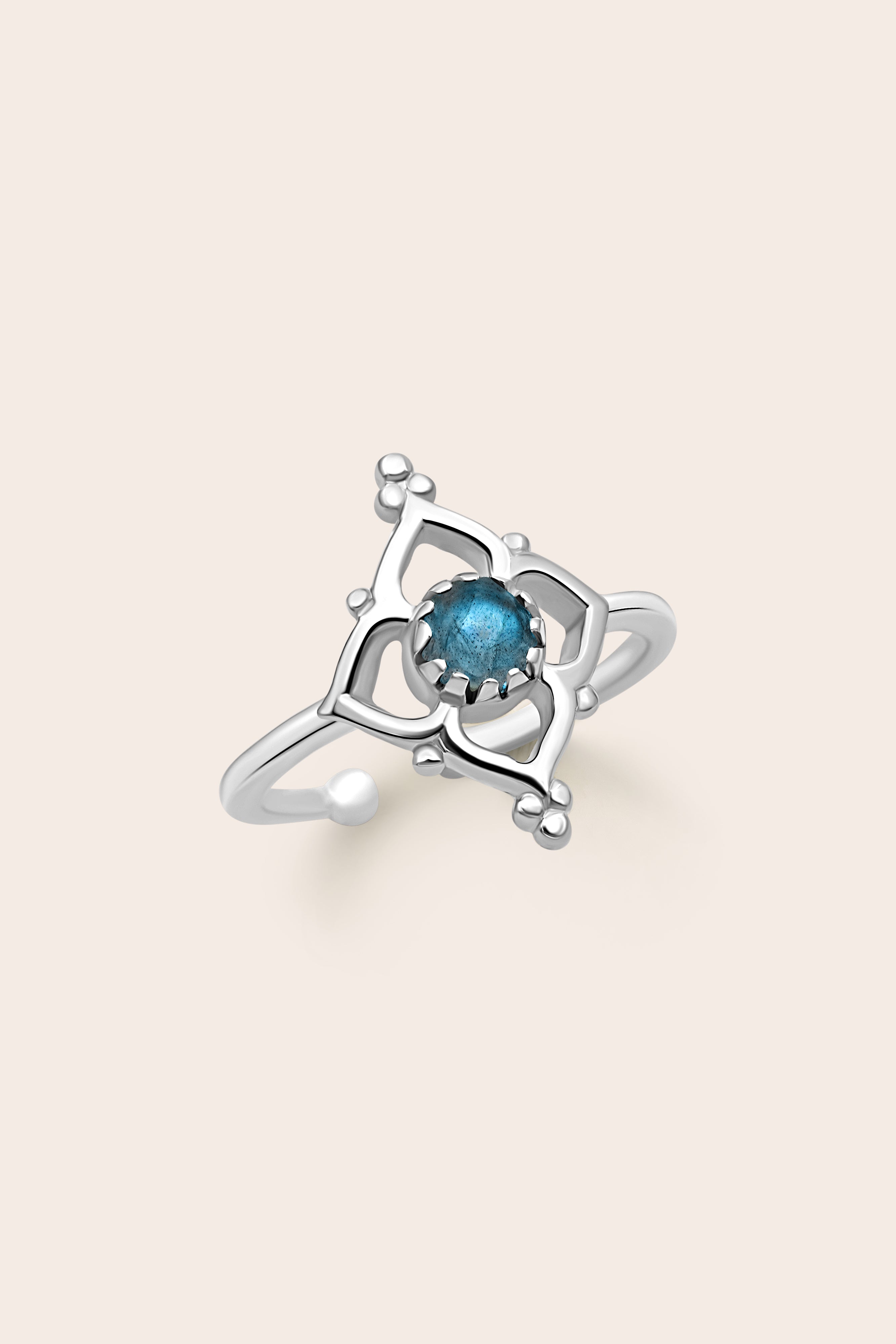 Labradorite Blossom Ring - Silver