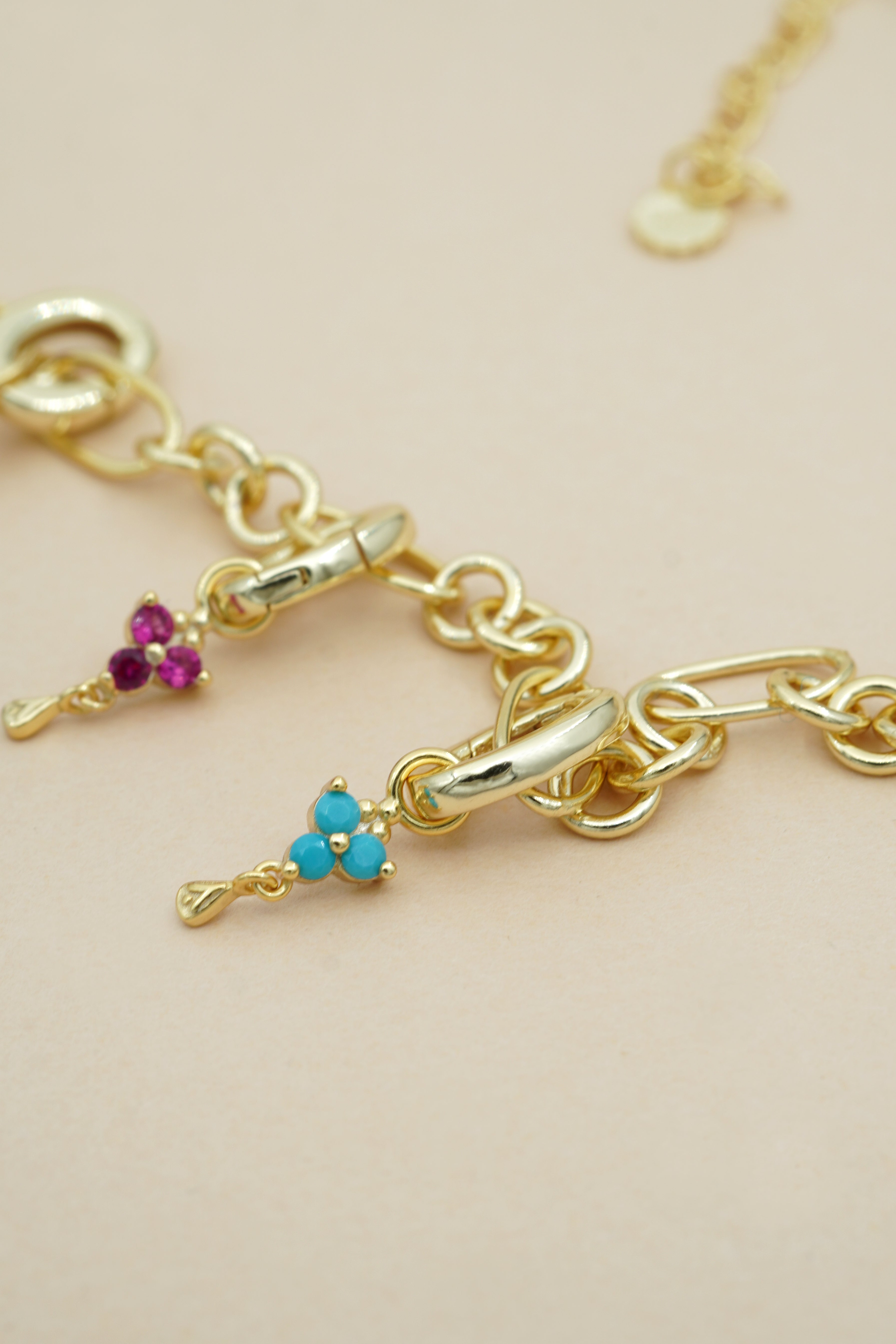 Gold Birthstone Charm - July/Ruby