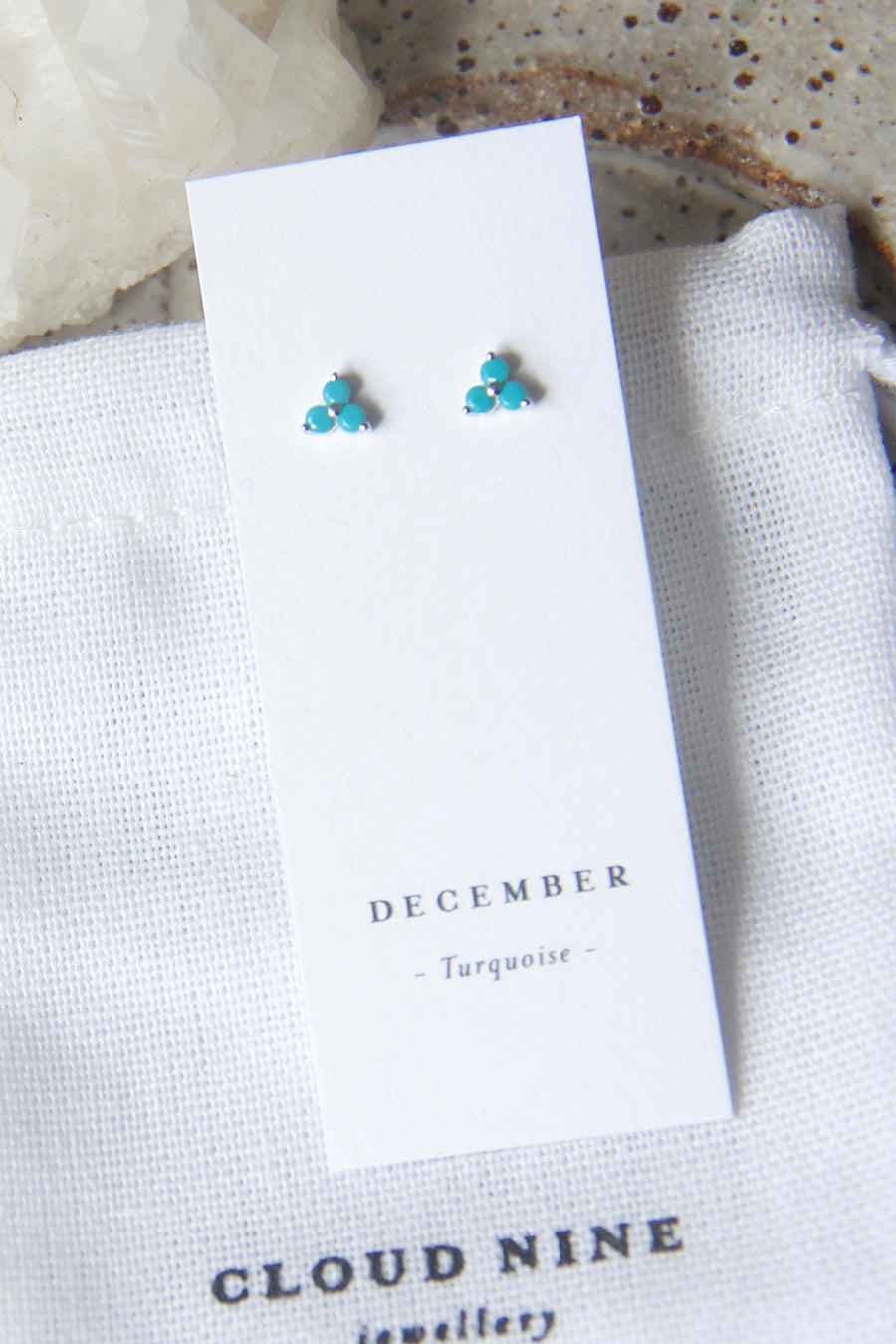 Silver Birthstone Studs - December/Turquoise