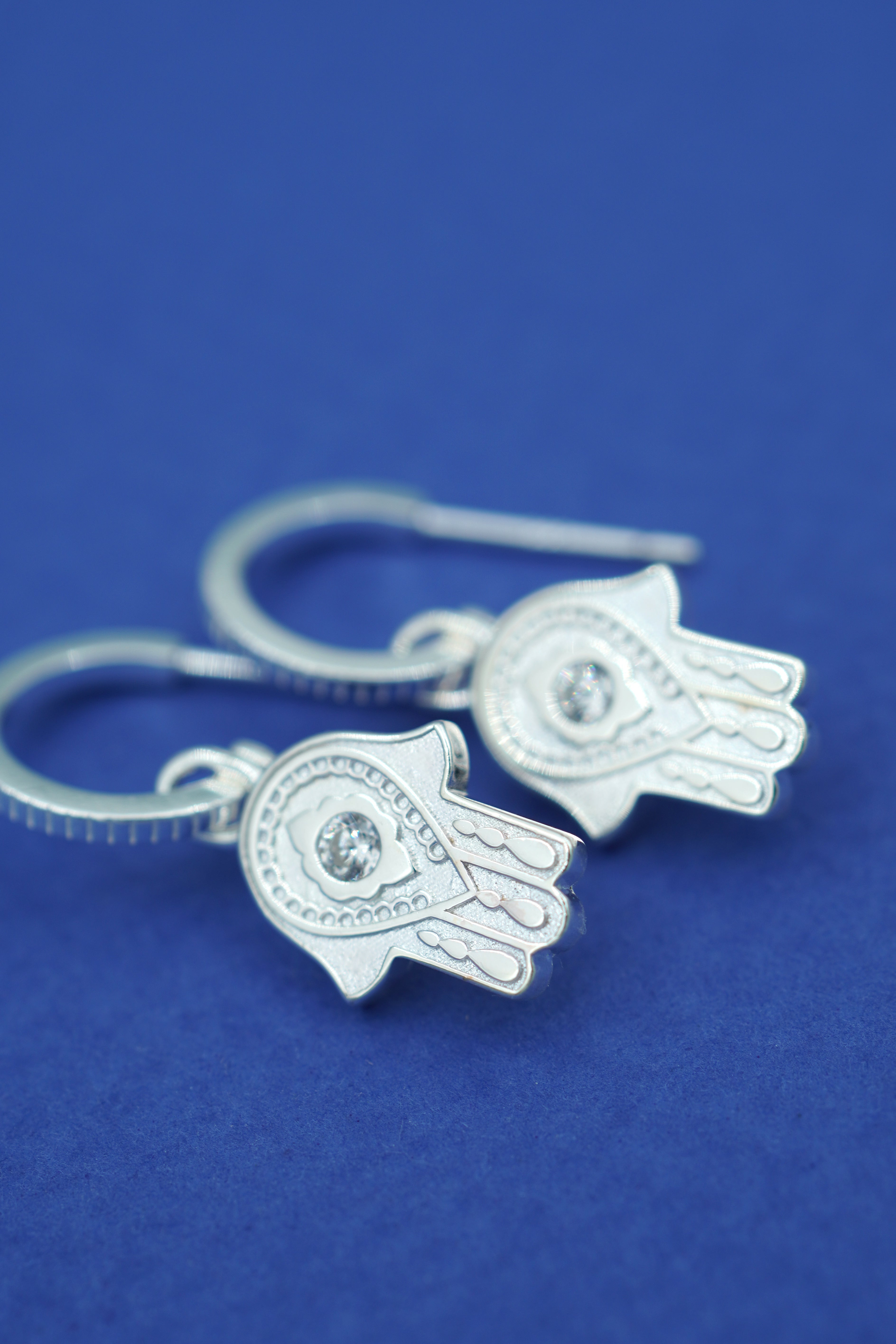 Hamsa Blessings Hoops - Silver