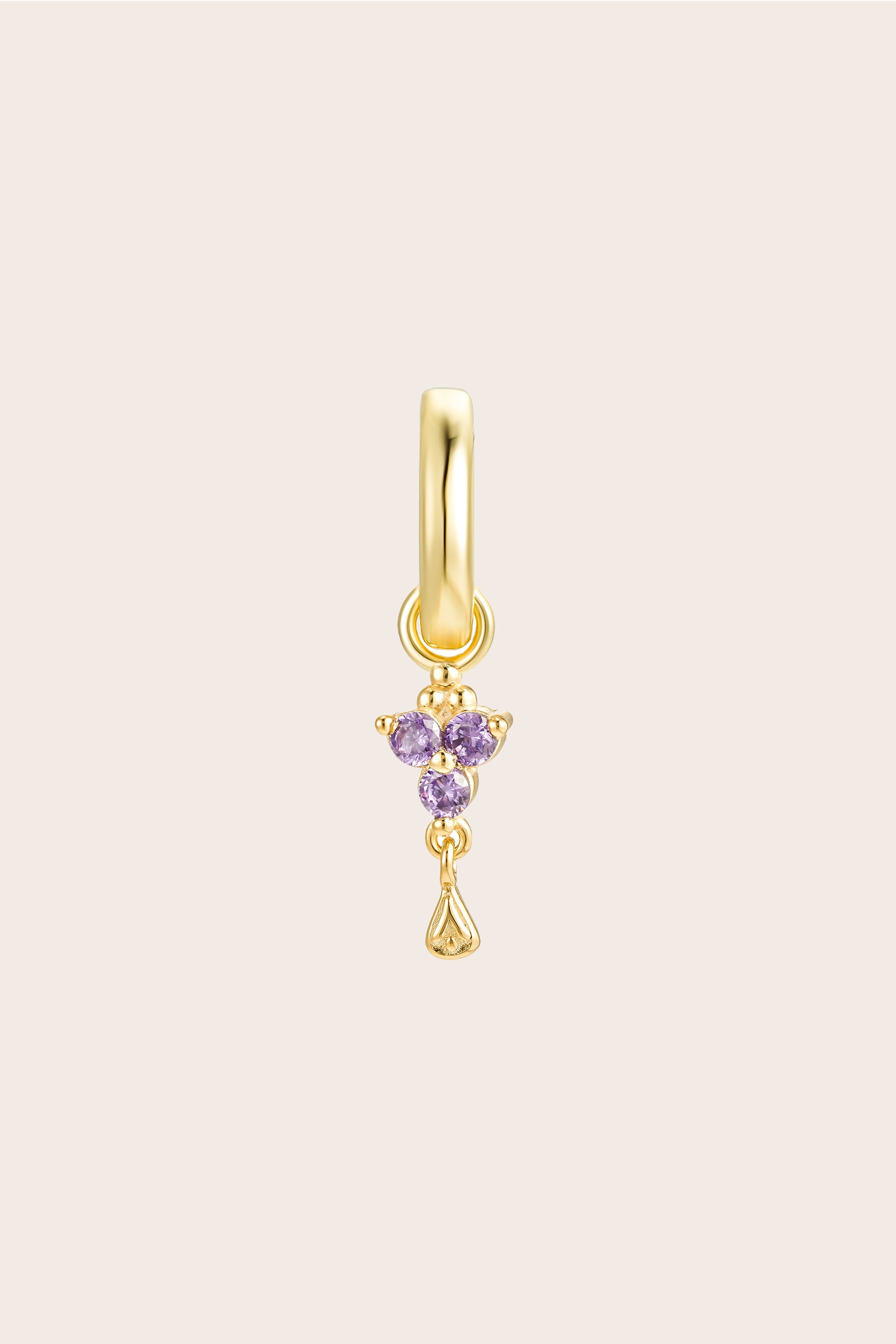 Gold Birthstone Charm - February/Amethyst