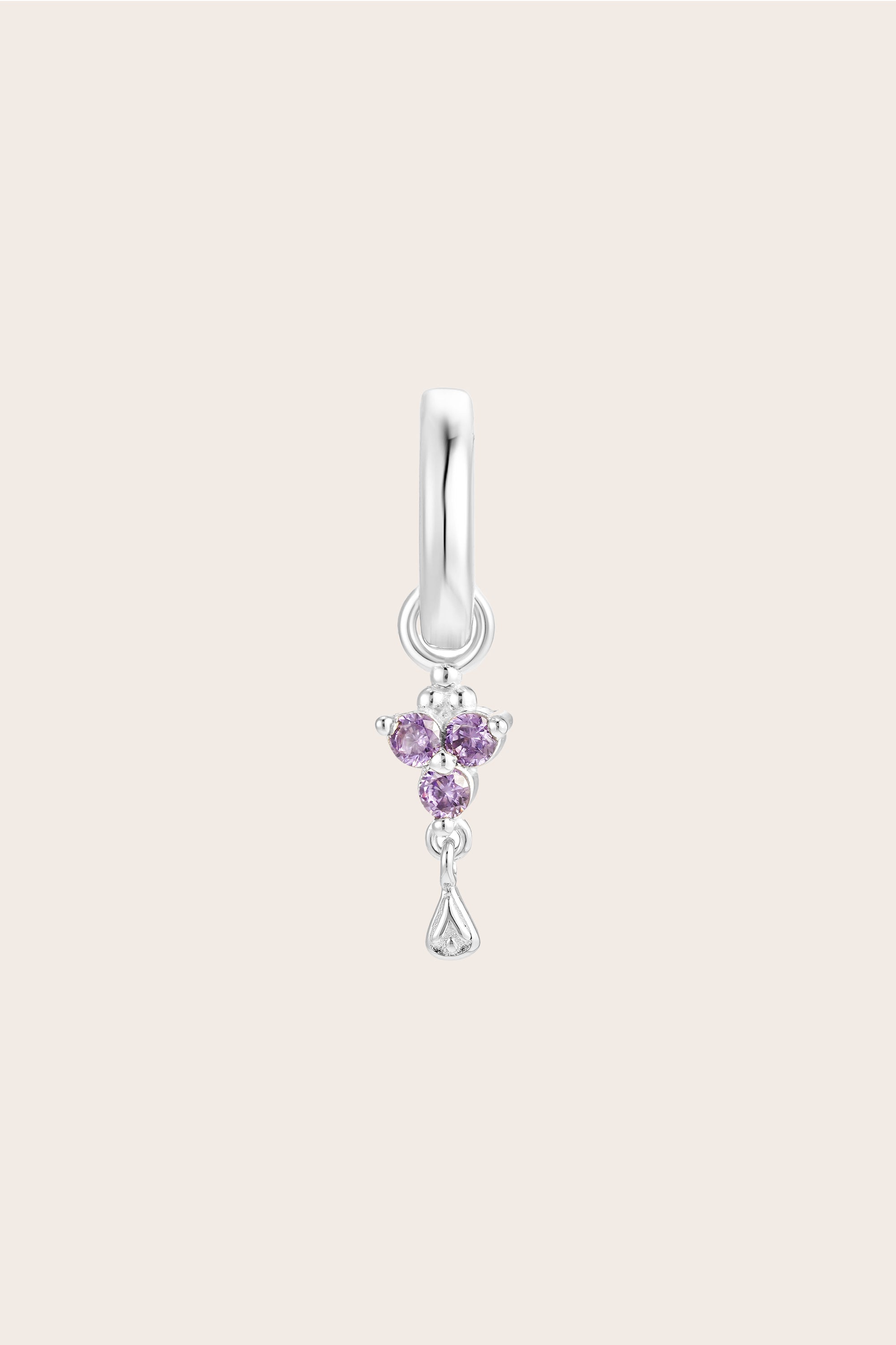 Silver Birthstone Charm - February/Amethyst