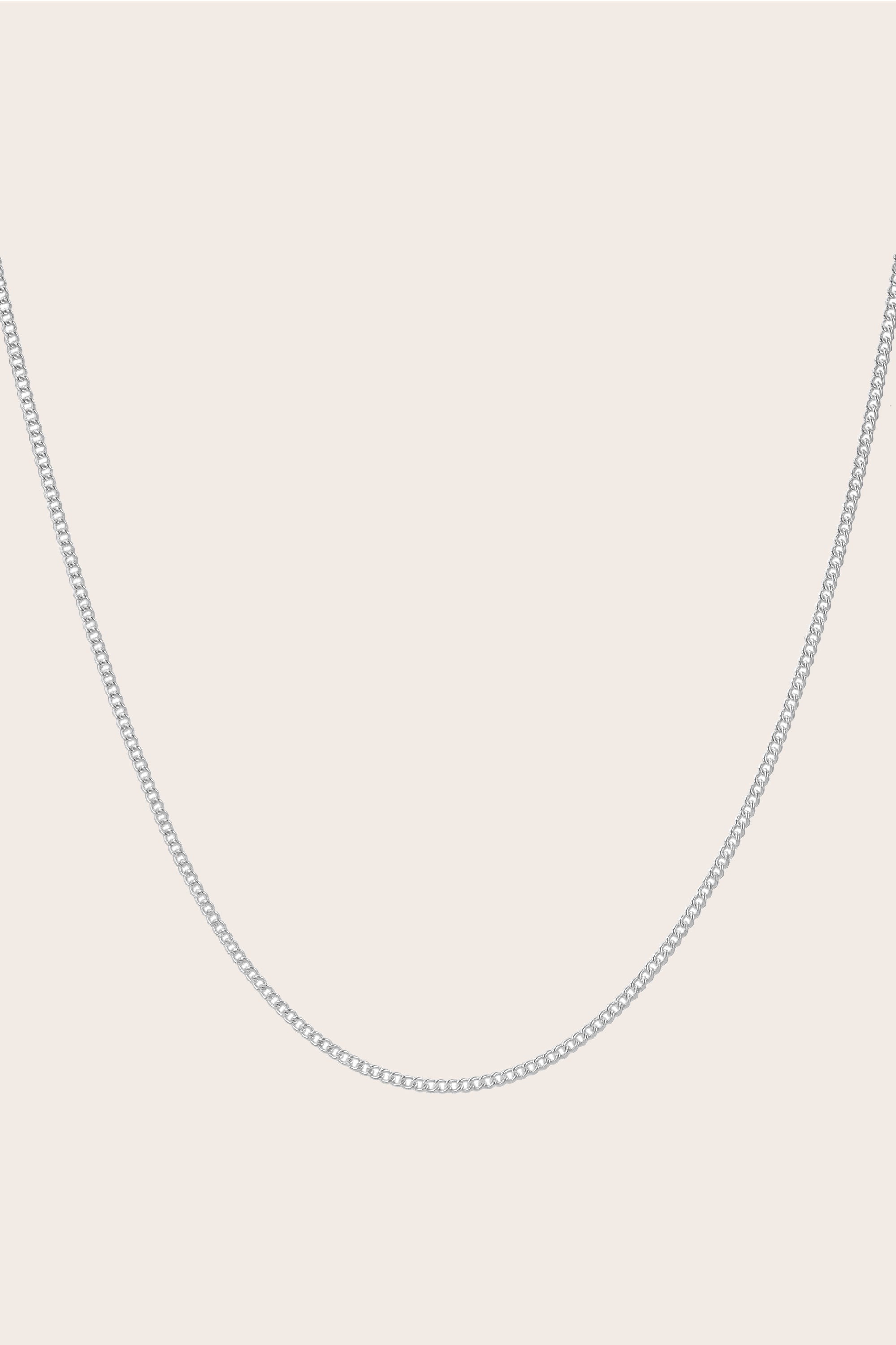 Fine Curb Chain Necklace - Silver