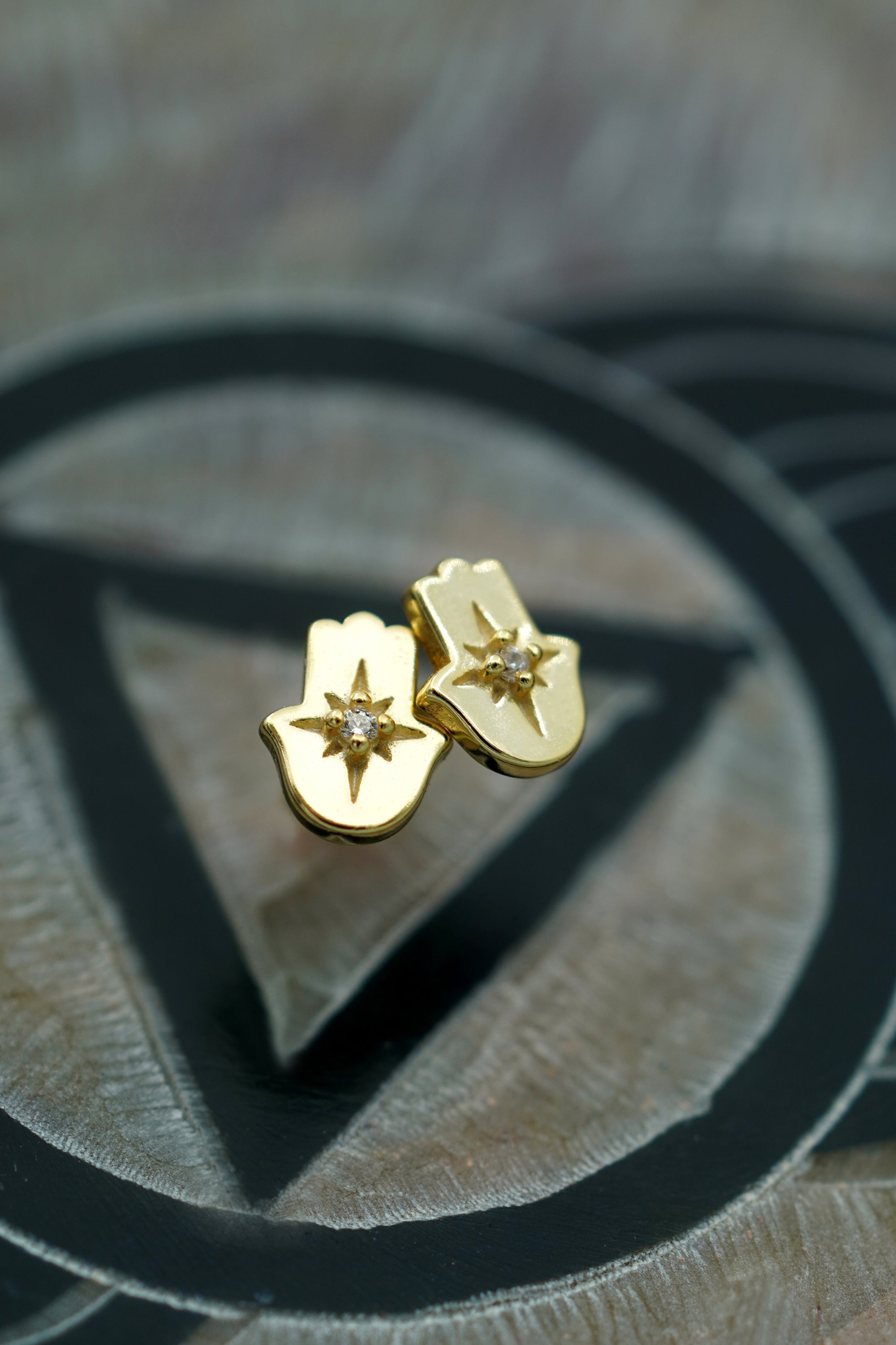 Hamsa Blessings Studs - Gold