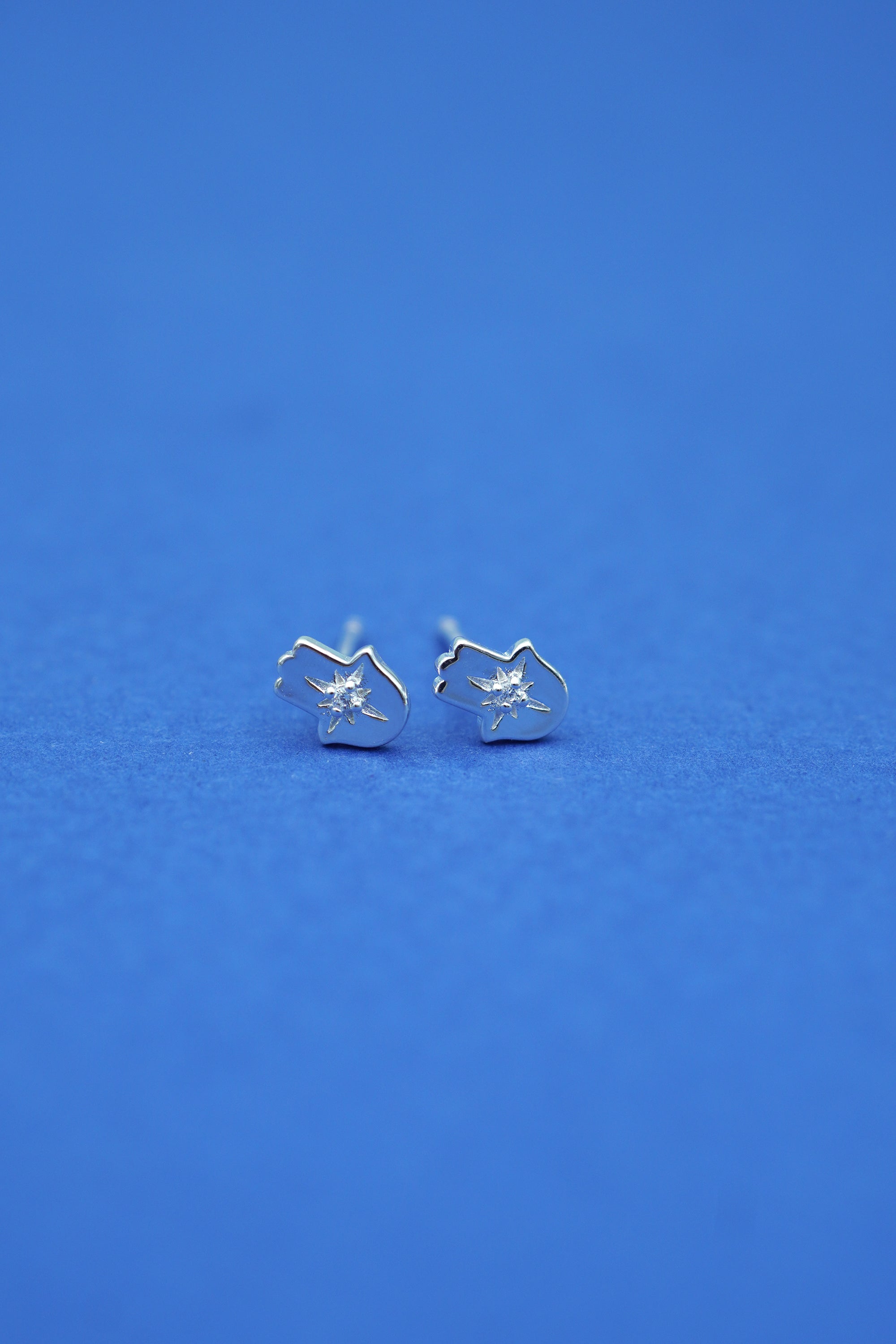 Hamsa Blessings Studs - Silver