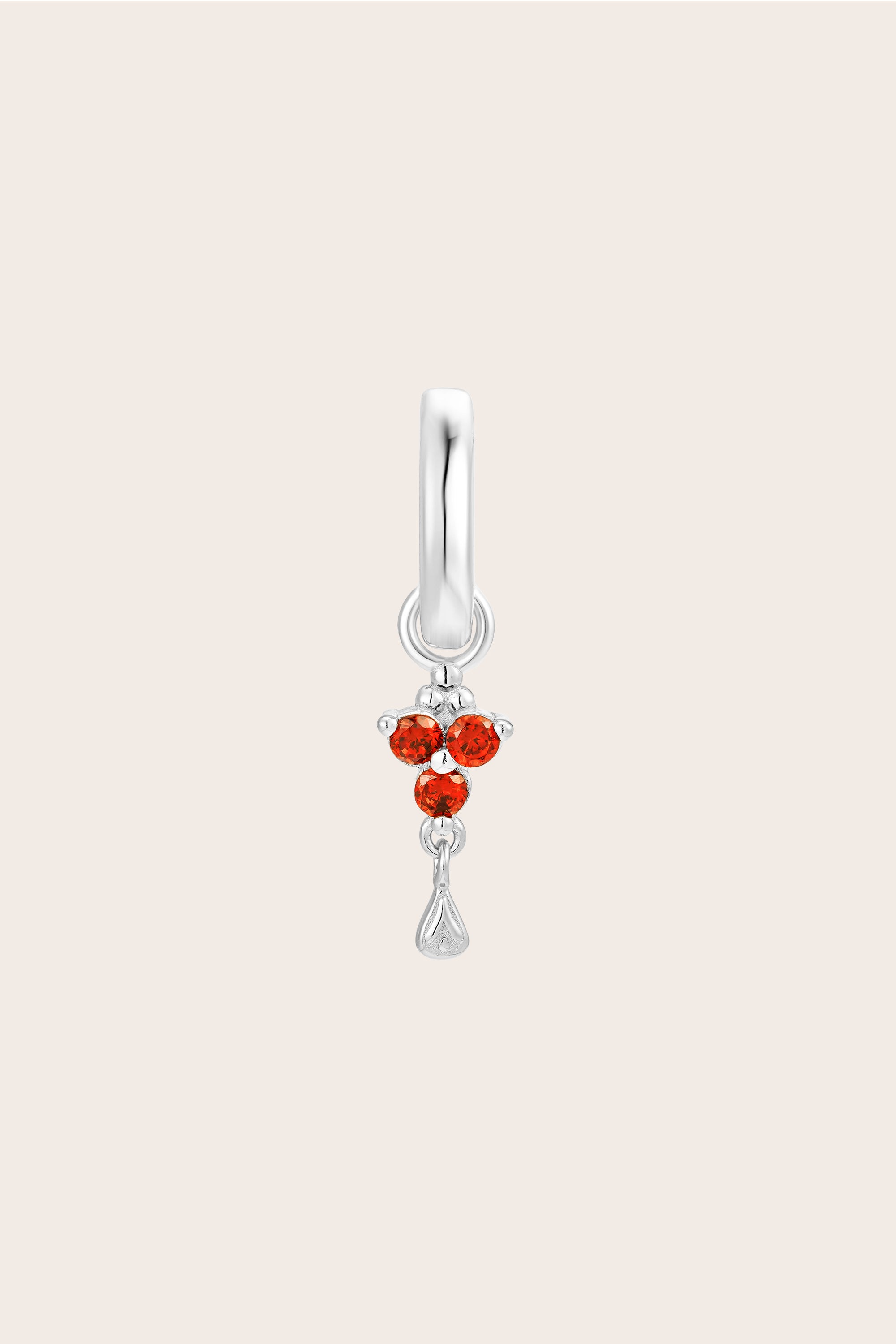 Silver Birthstone Charm - Garnet/January