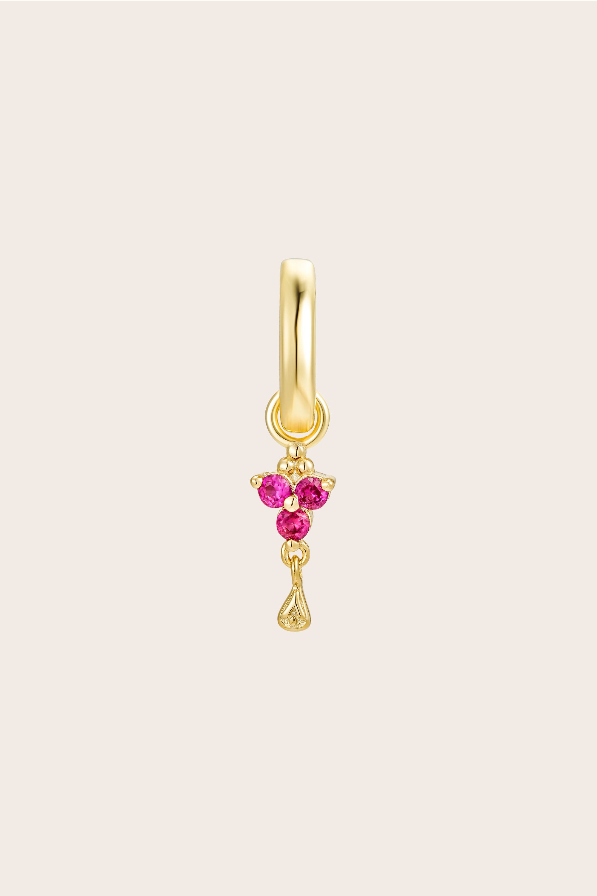 Gold Birthstone Charm - July/Ruby