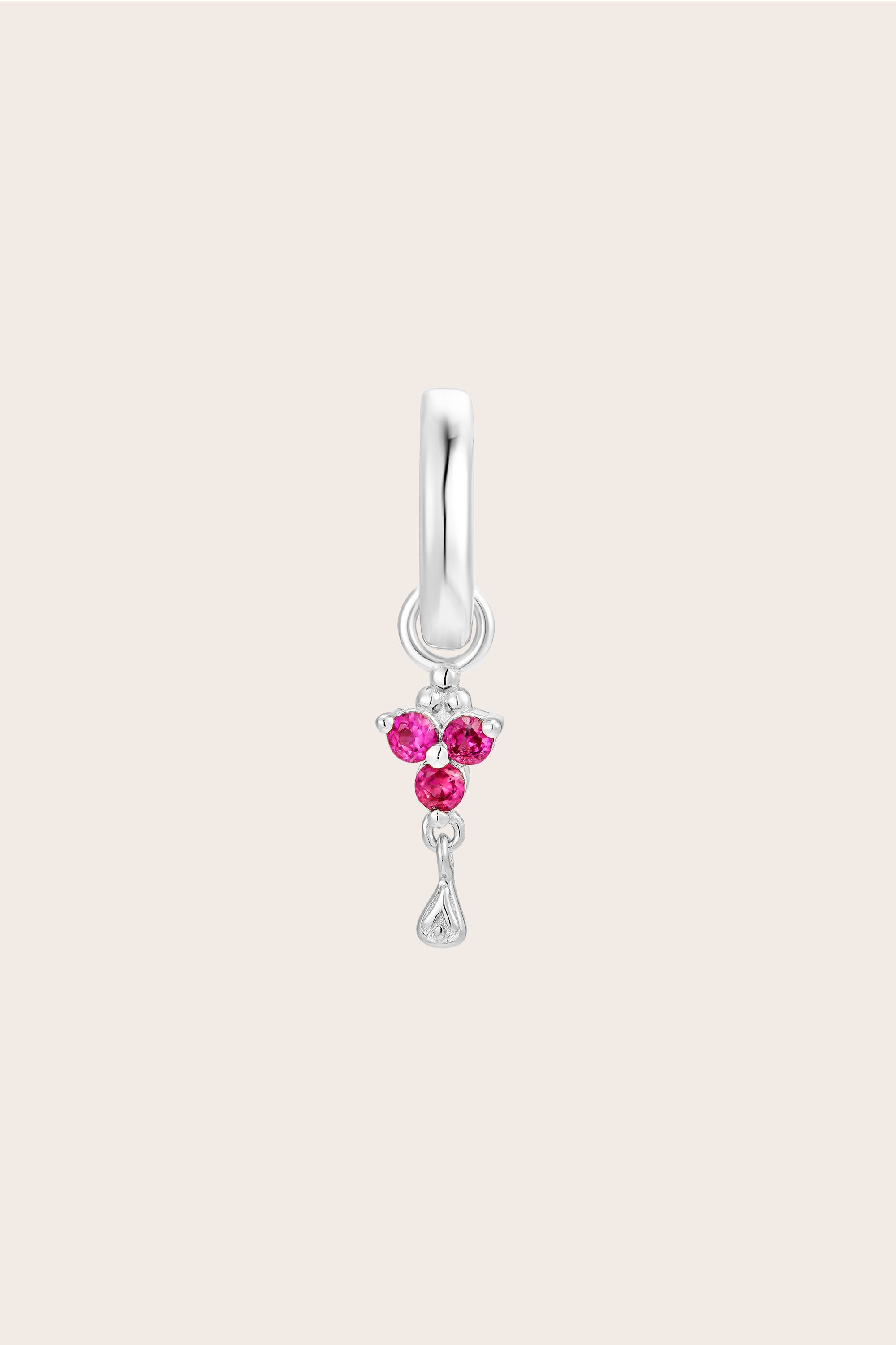 Silver Birthstone Charm - July/Ruby