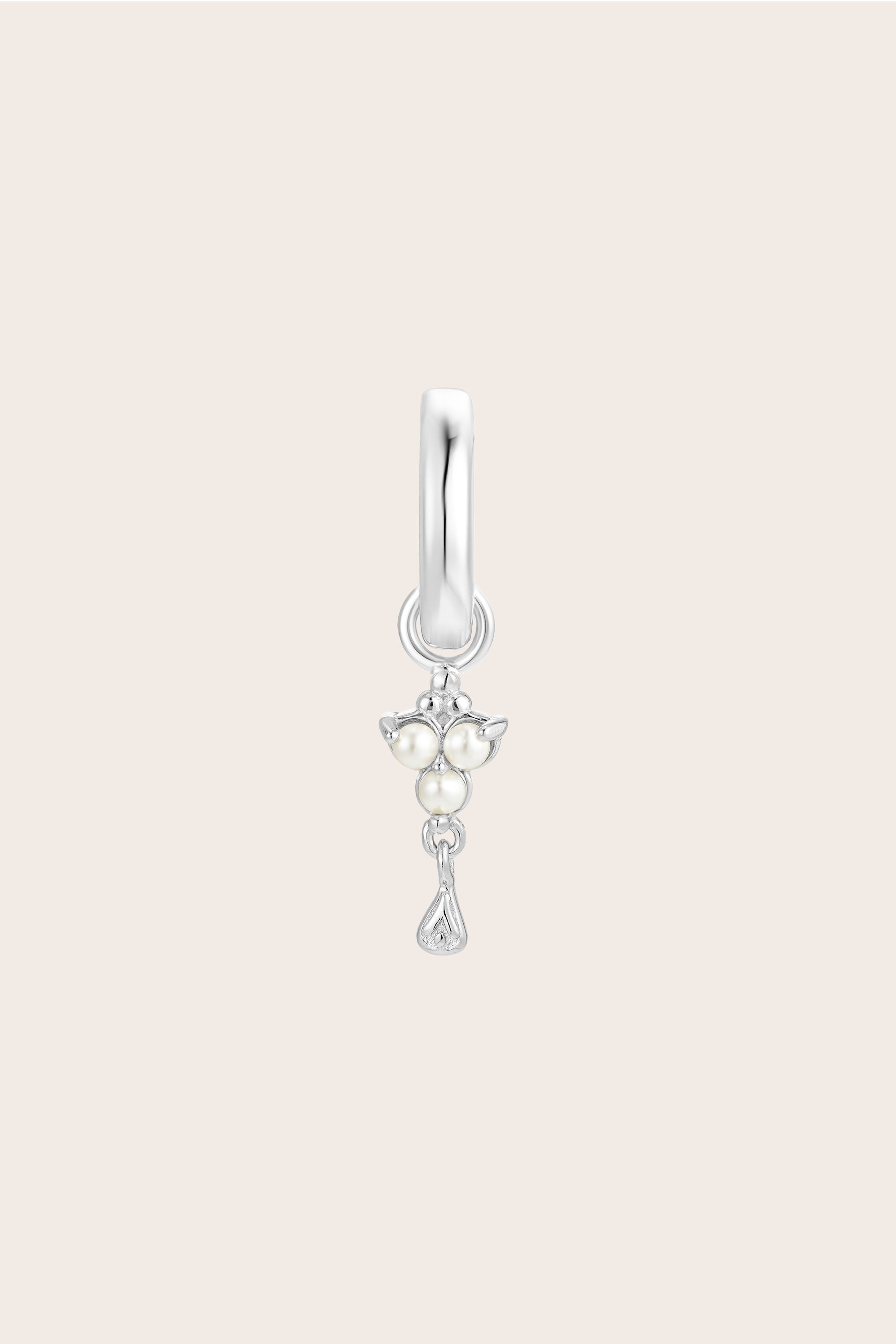 Silver Birthstone Charm - June/Pearl