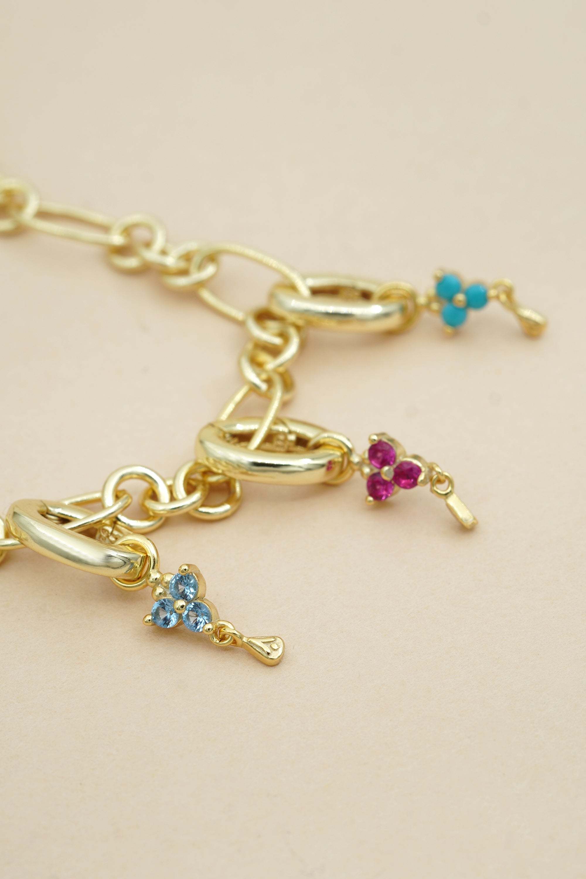 Gold Birthstone Charm - March/Aquamarine