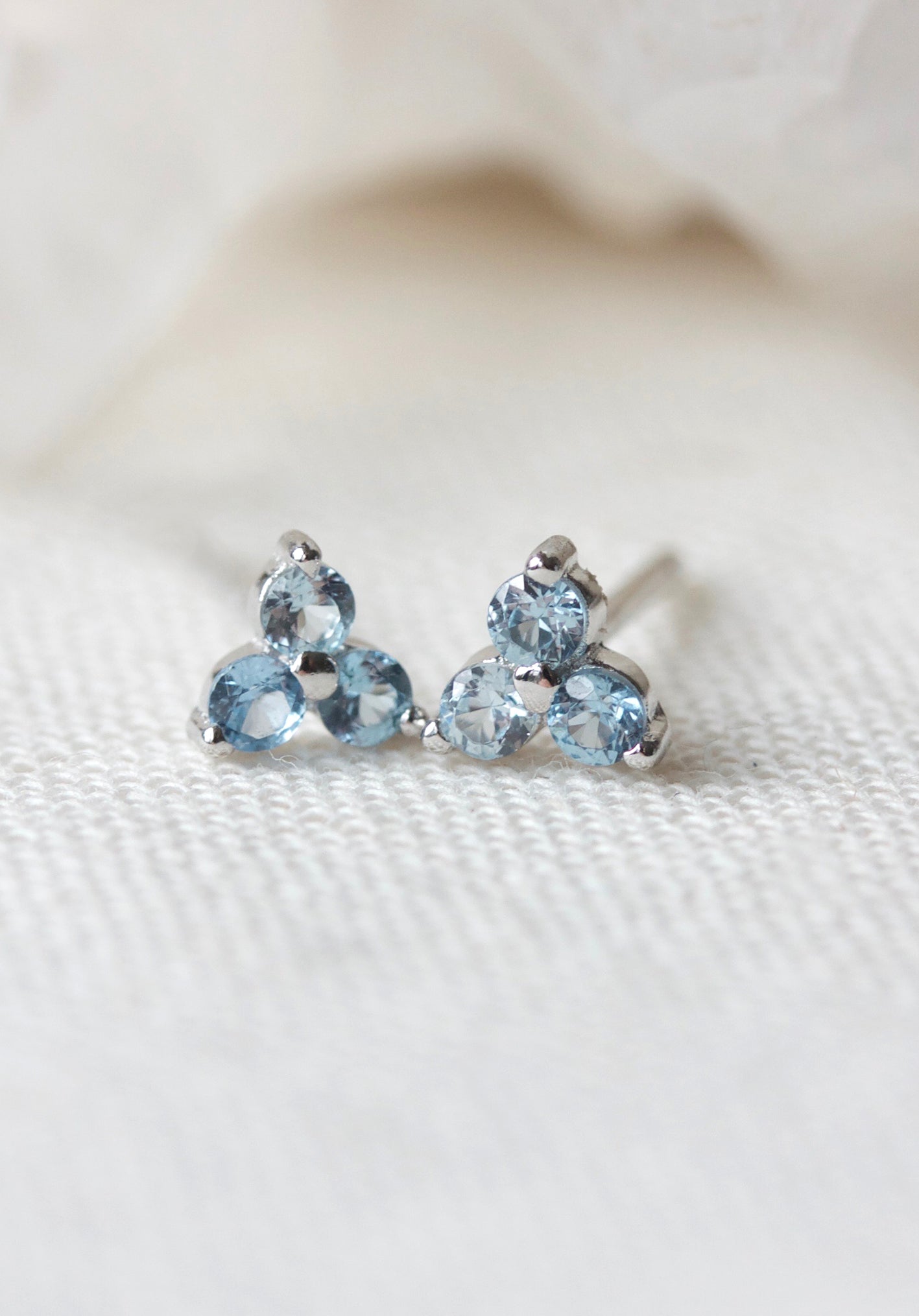 Silver Birthstone Studs - March/Aquamarine