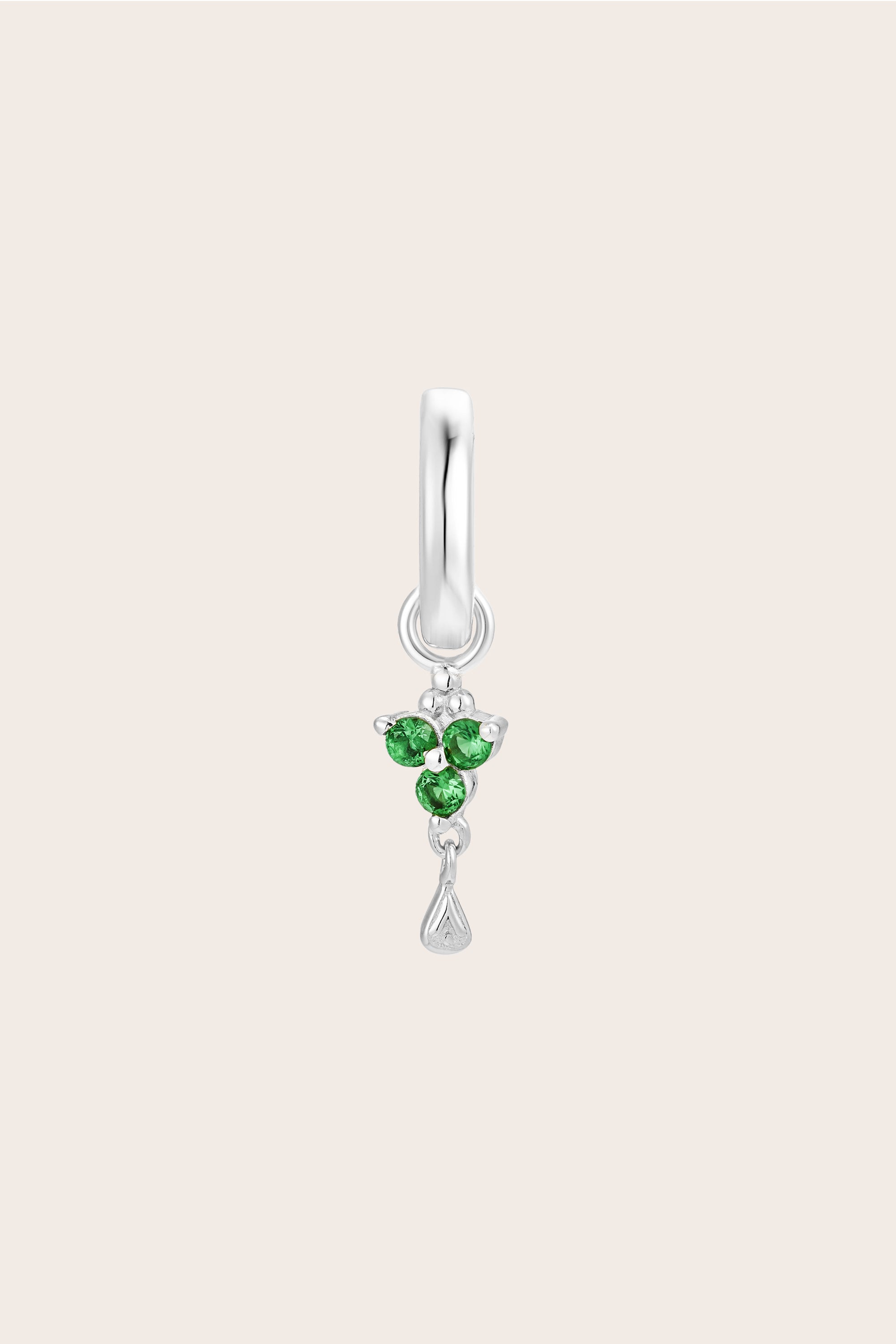 Silver Birthstone Charm - May/Emerald