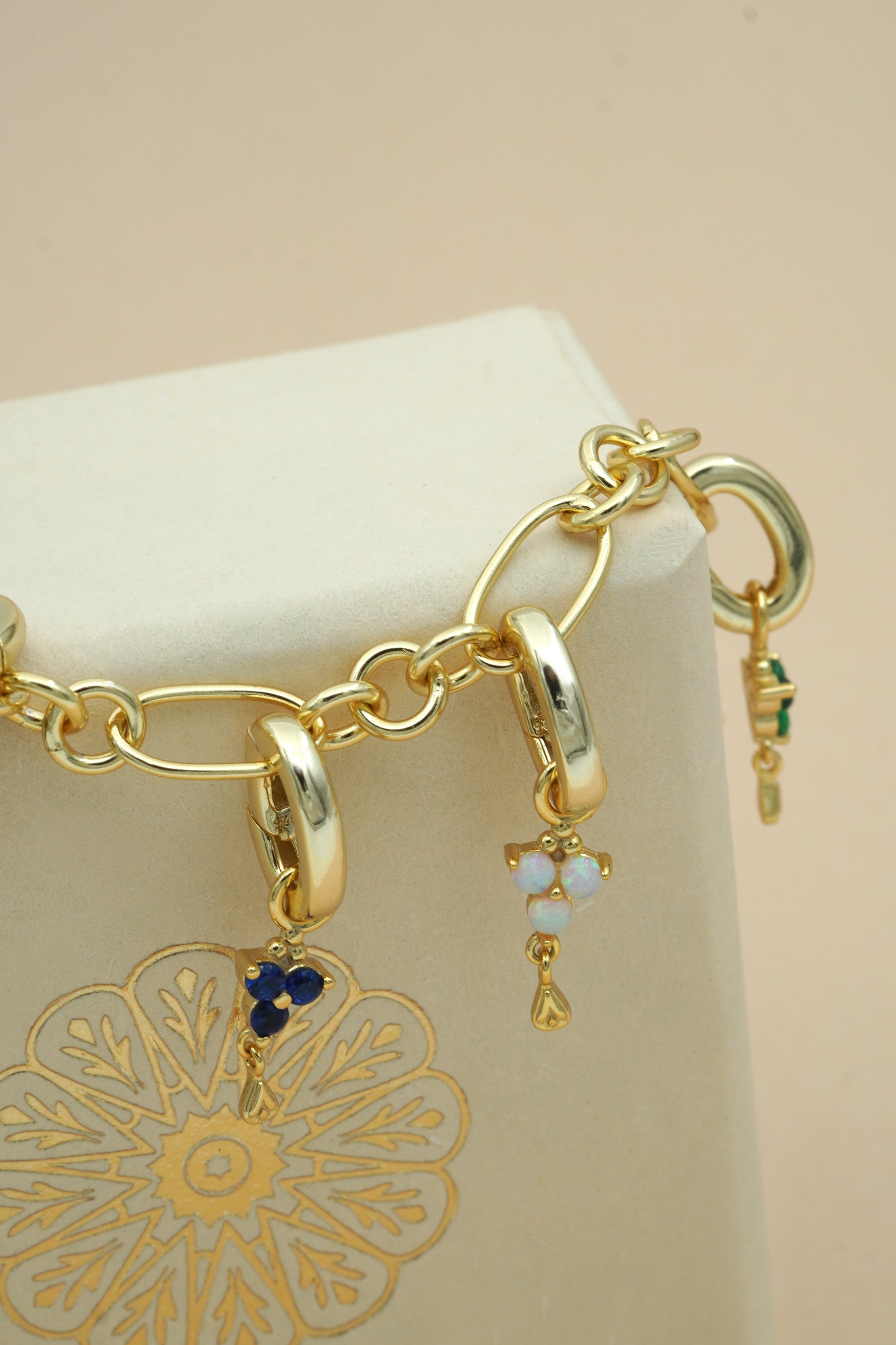 Gold Birthstone Charm - October/Opal