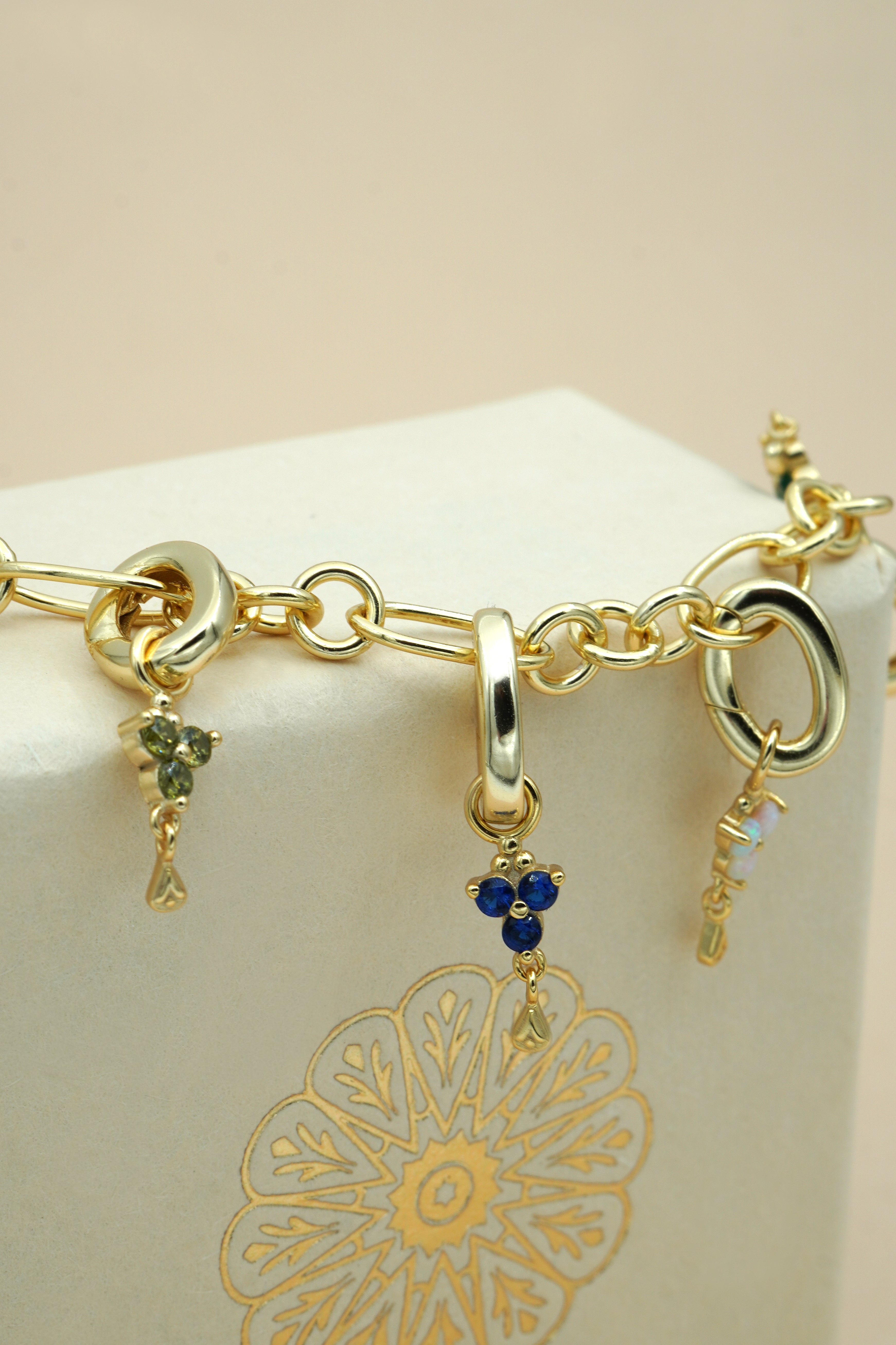 Gold Birthstone Charm - September/Sapphire