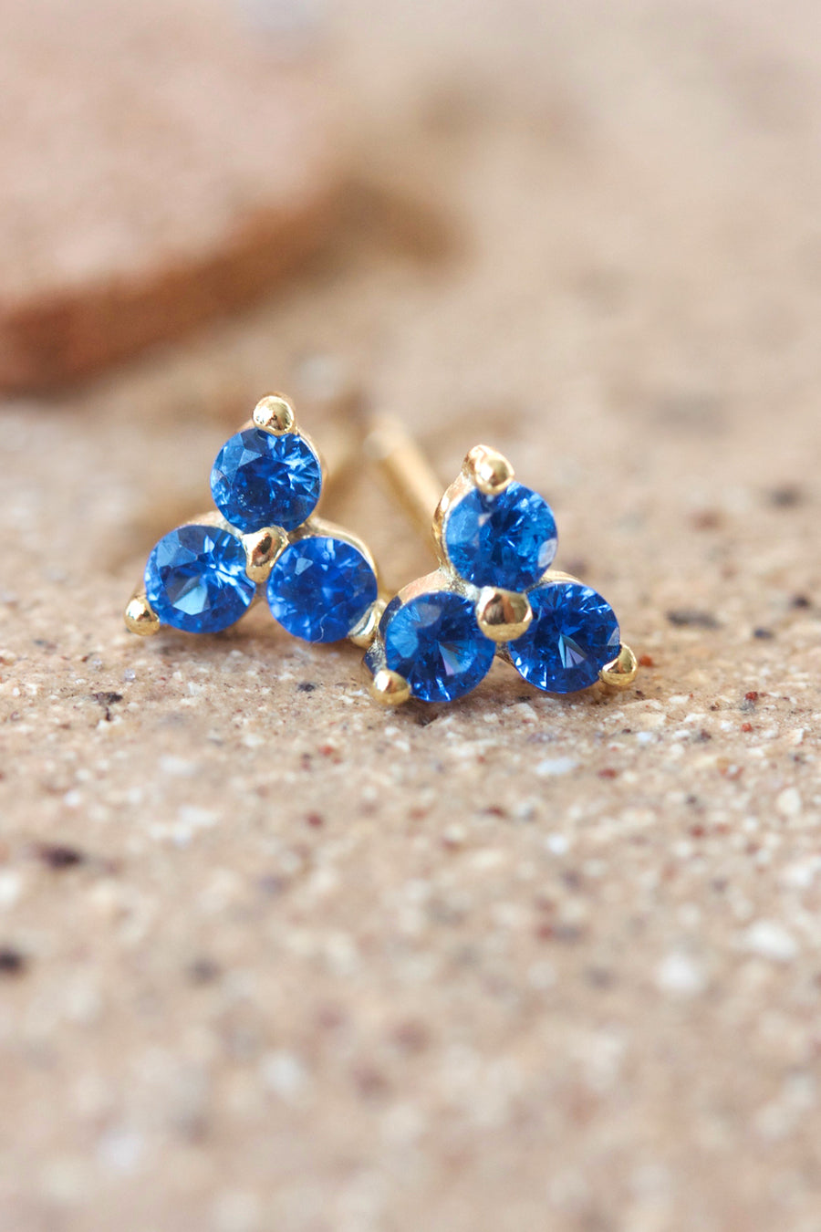 Gold Birthstone Studs - September/Sapphire