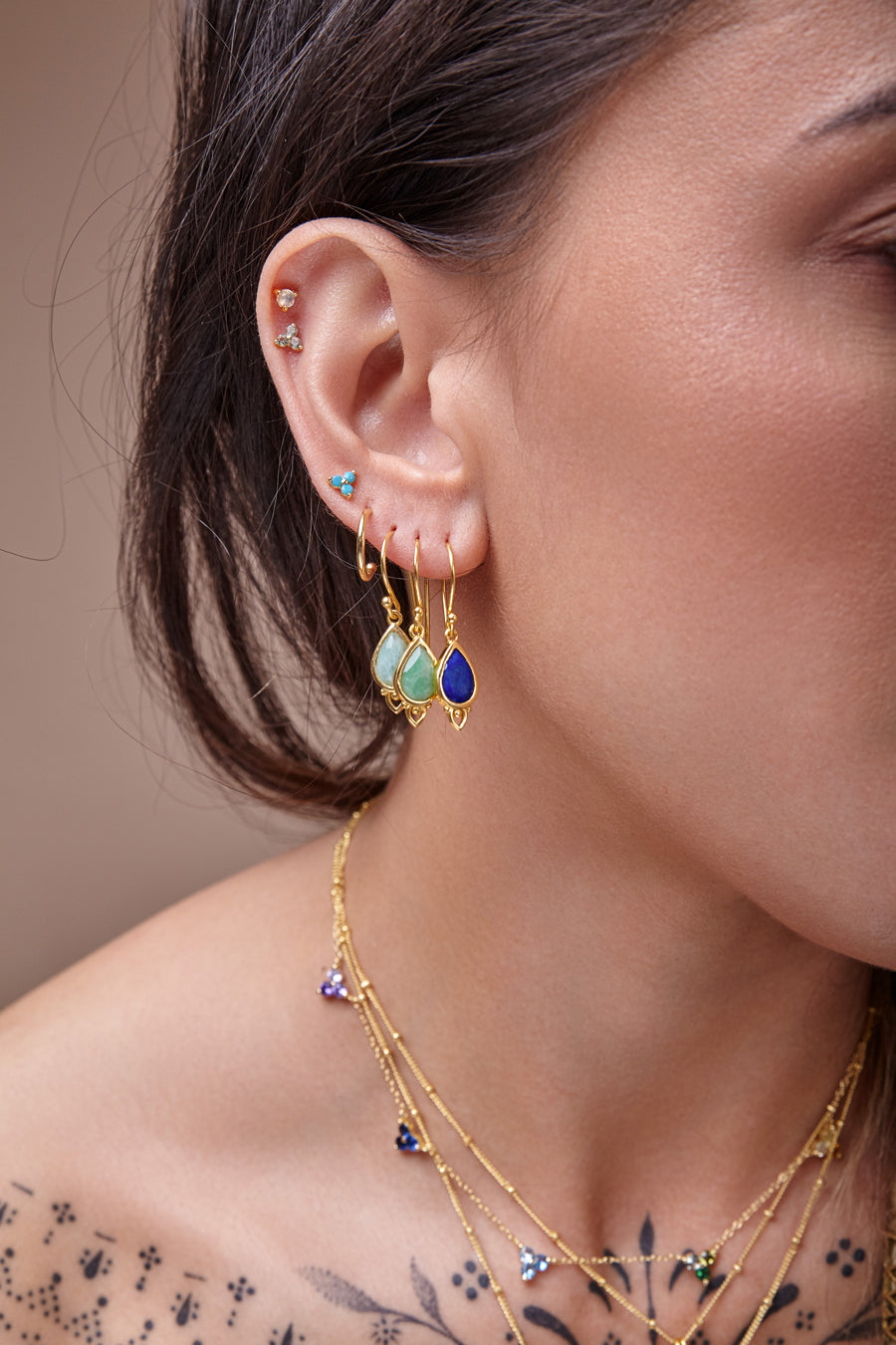 Buy Blue Lapis Lazuli Stone Embellished Third Eye Chakra Dangler Earrings  by Totapari Online at Aza Fashions.